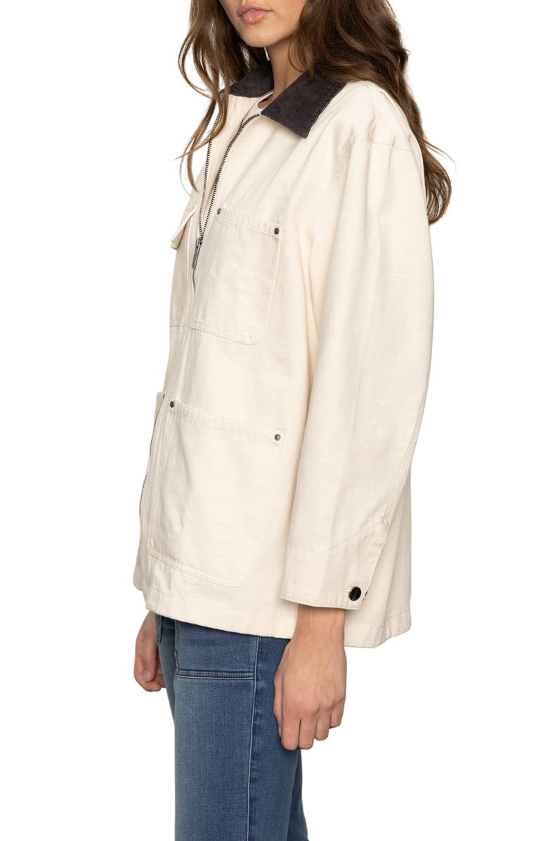 Sanctuary Corduroy Collar Cotton Barn Jacket, Alternate, color, Light Oat