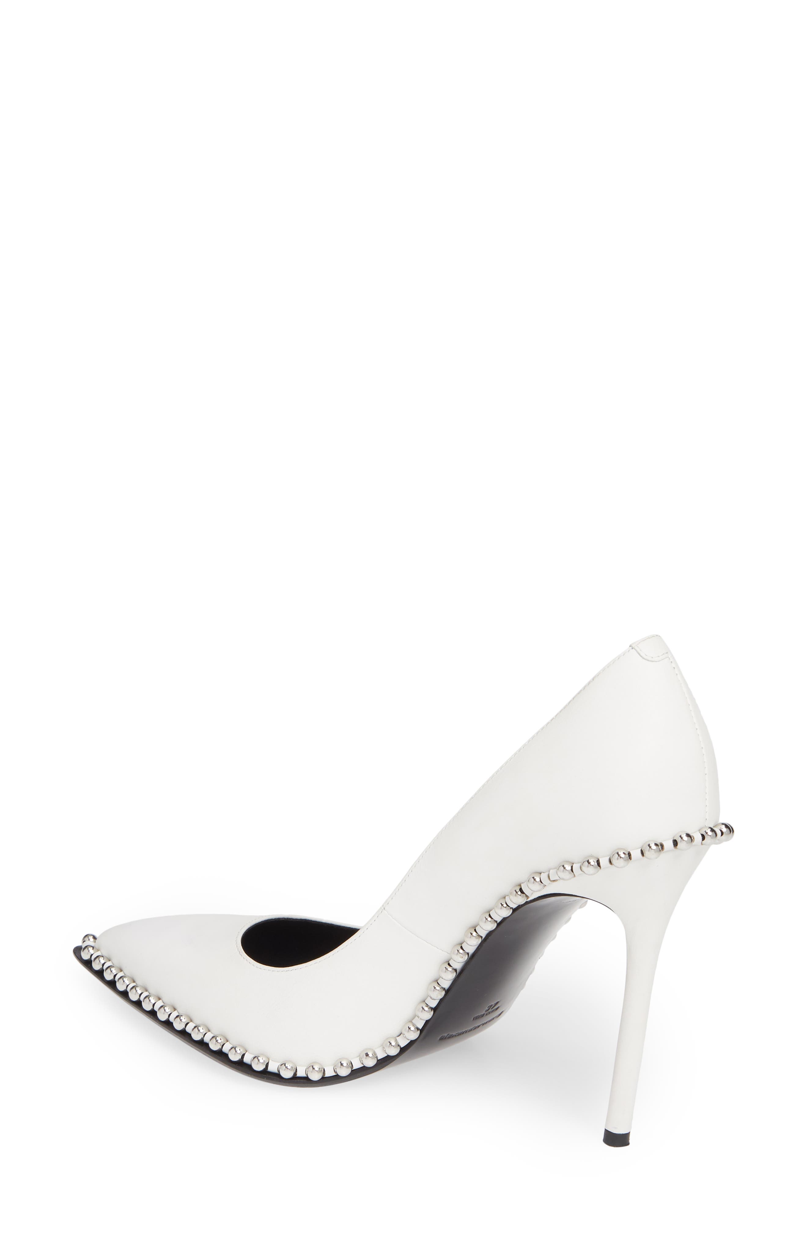 Rie Stud Pointy Toe Pump, Alternate, color, WHITE