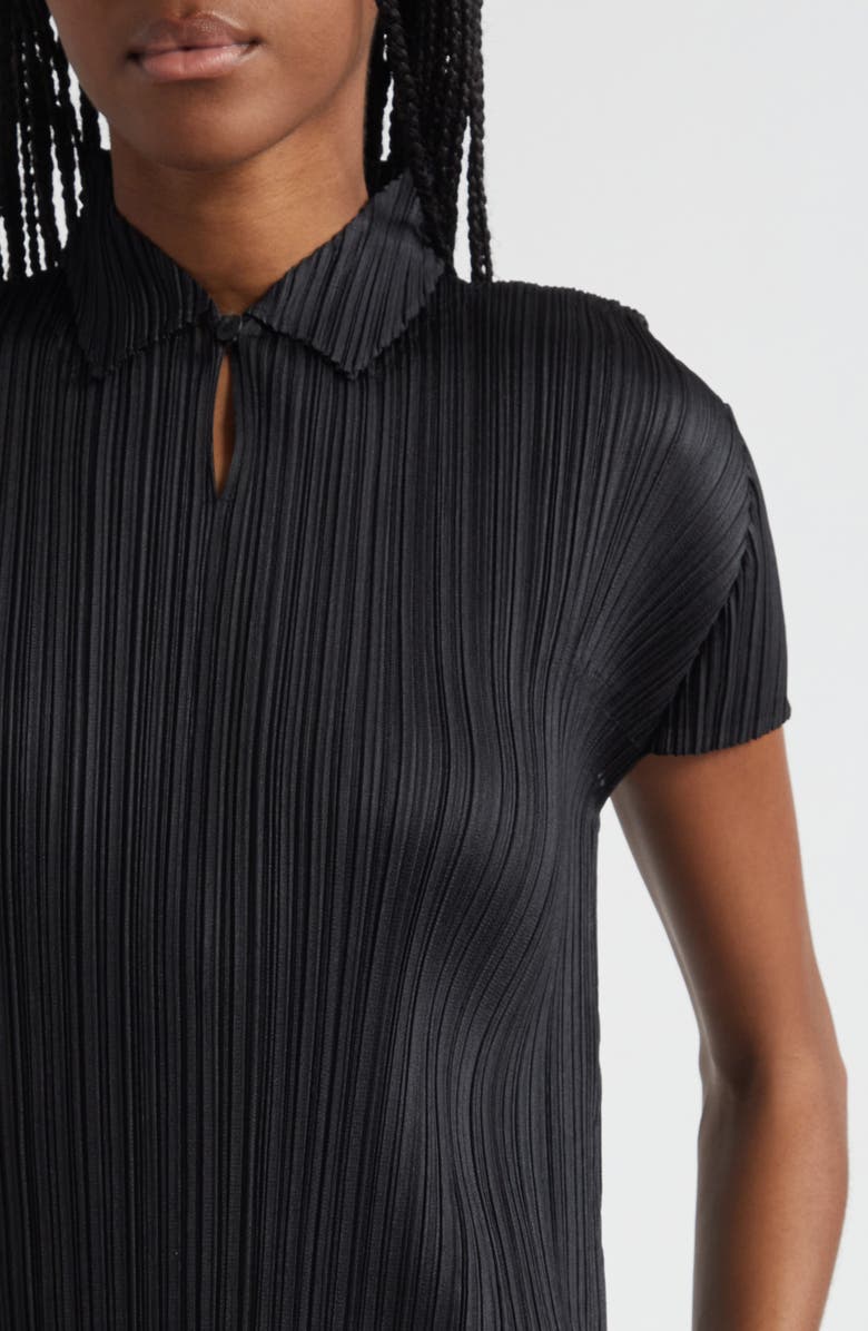 Pleats Please Issey Miyake Monthly Colors August Pleated Polo, Alternate, color, Black