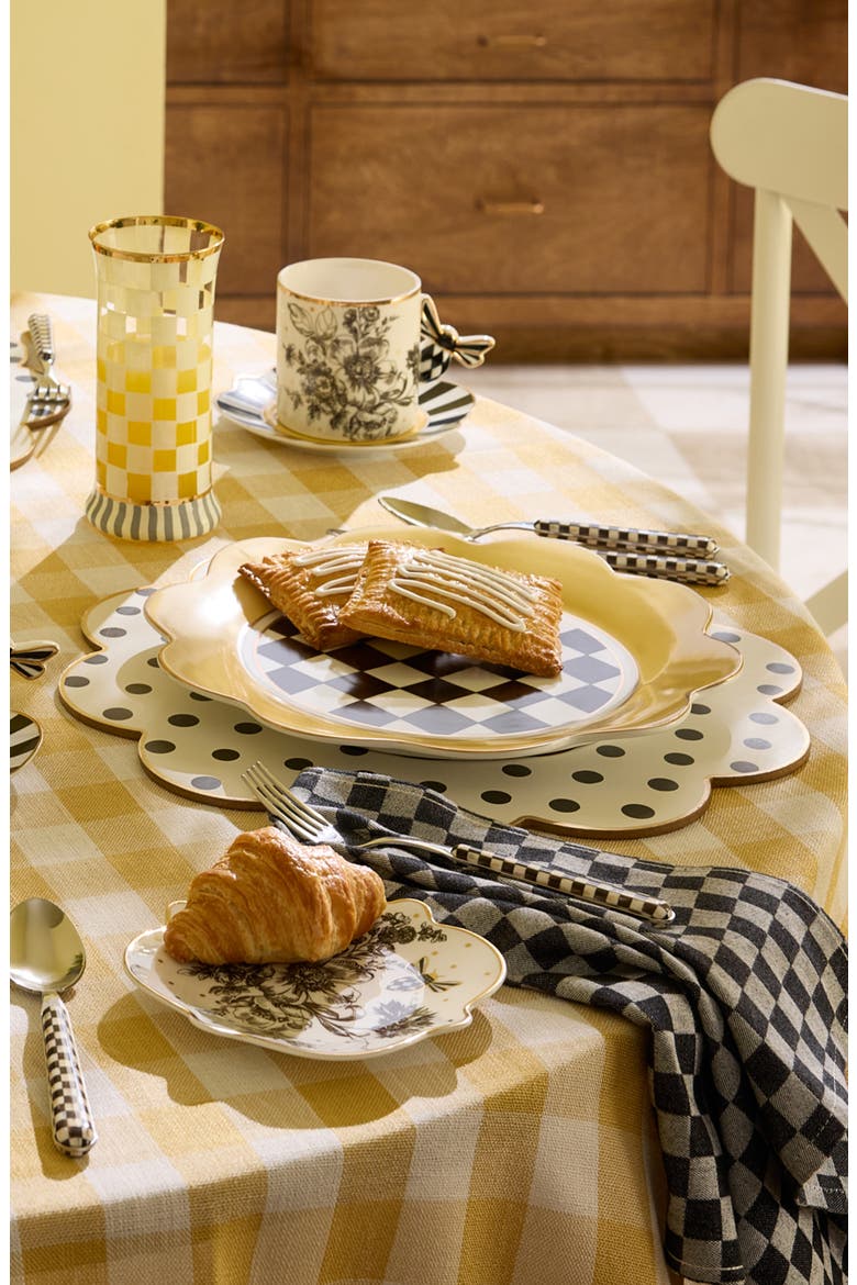 Bee Toile Scallop Cork Back Placemat, Alternate, color, WHITE