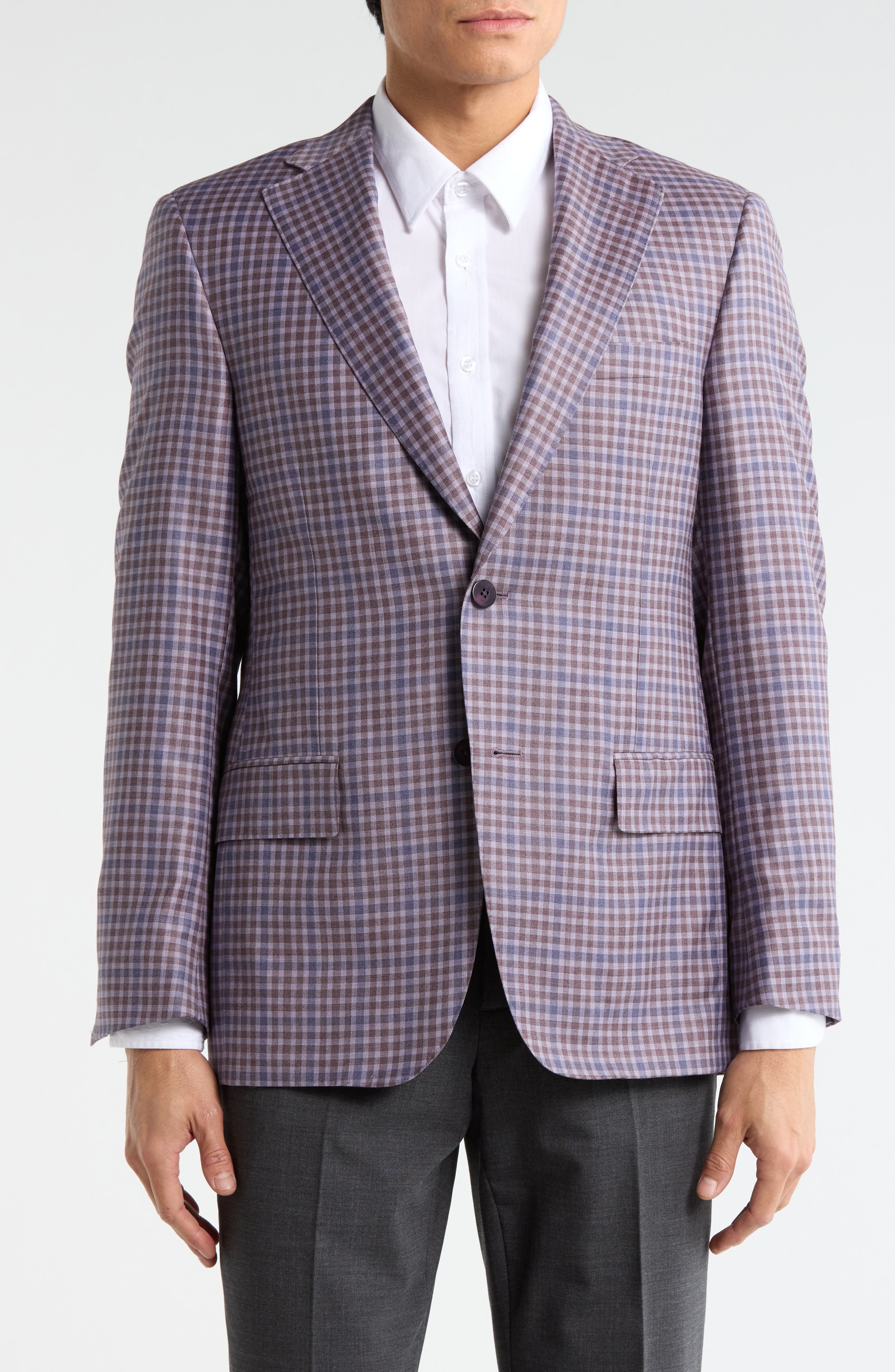 Heritage Gold Purple Check Super 130s Wool Suit Sport Coat