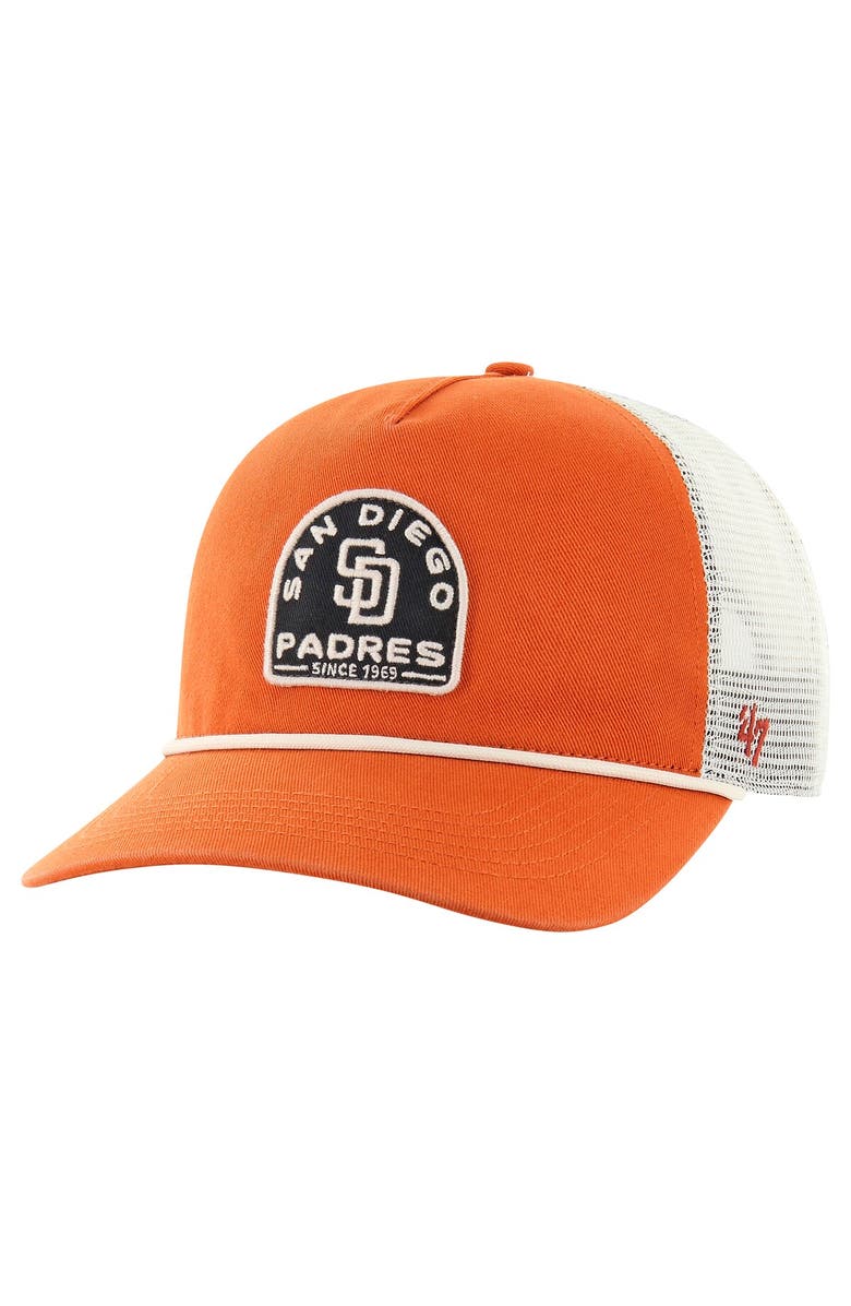 '47 Men's '47 Orange San Diego Padres Cypress Trucker Hitch Adjustable Hat, Main, color, Orange