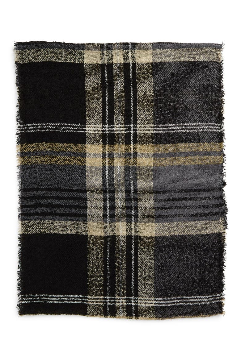 Plaid Infinity Scarf, Alternate, color, BLACK