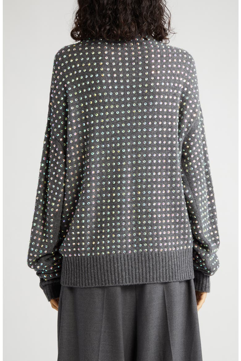 Crystal Embellished V-Neck Sweater, Alternate, color, MEDIUM GREY