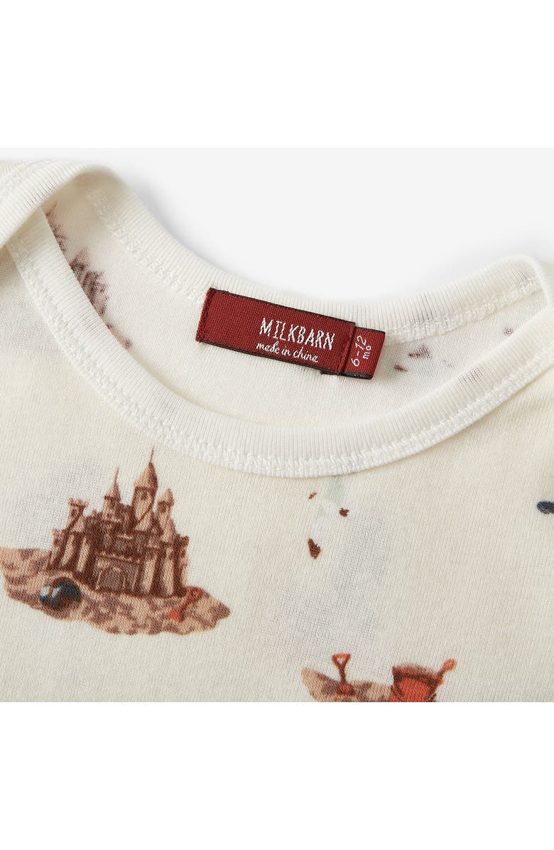 Milkbarn Organic Cotton Long Sleeve One Piece, Alternate, color, Sandcastle