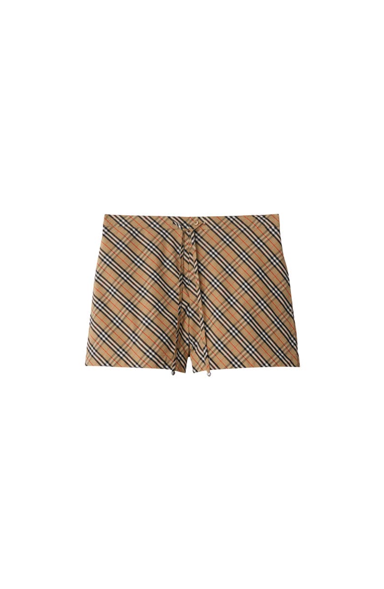 Burberry Check Cotton Pyjama Shorts, Alternate, color, Sand