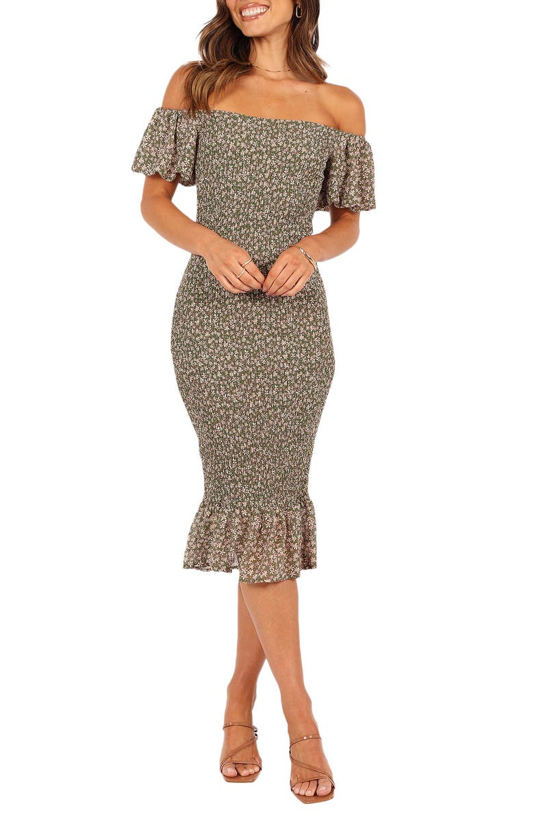 Petal & Pup Claire Smocked Off the Shoulder Dress, Main, color,