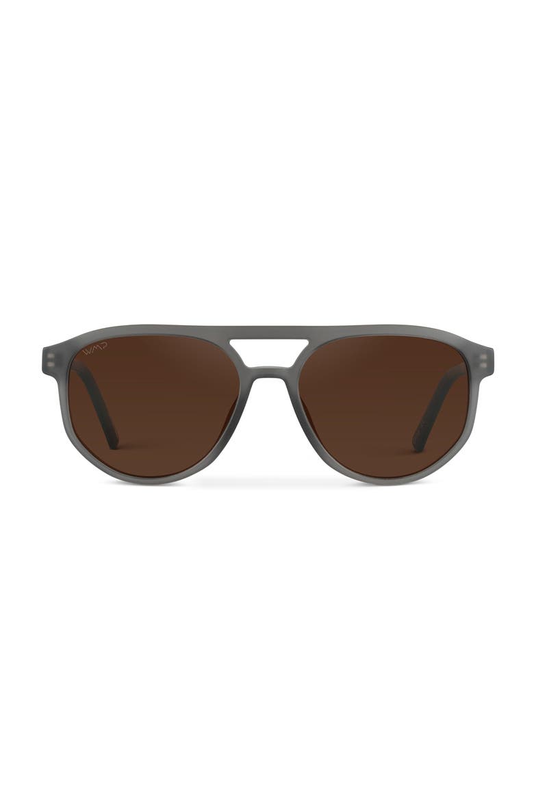 Hudson - 55mm Geometric Aviator Polarized Sunglasses, Main, color, Frosted Graphite