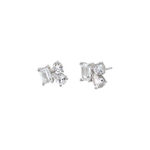 CZ Multi Shape Cluster Stud Earring