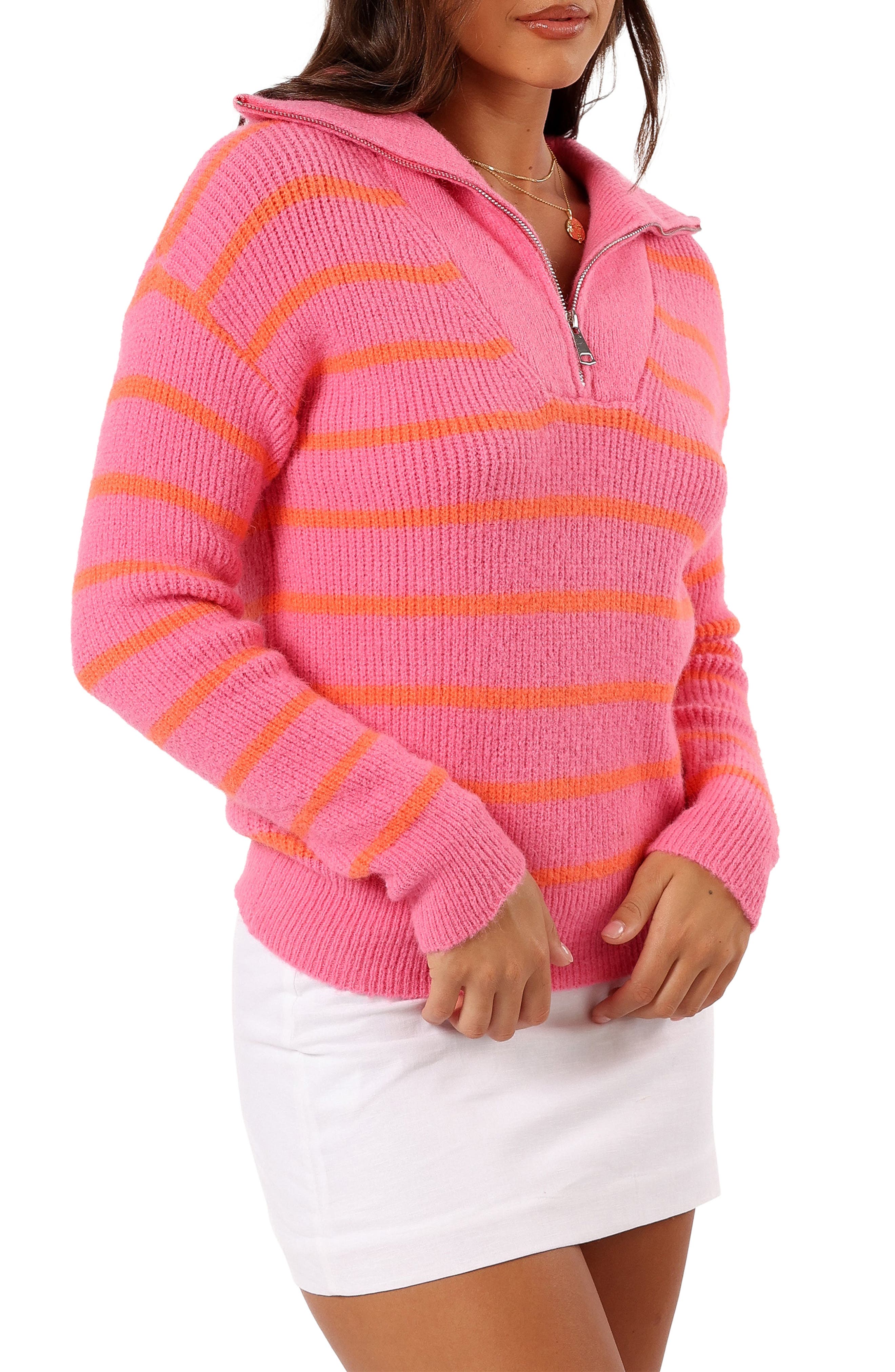 Everleigh Stripe Quarter Zip Sweater - image 2