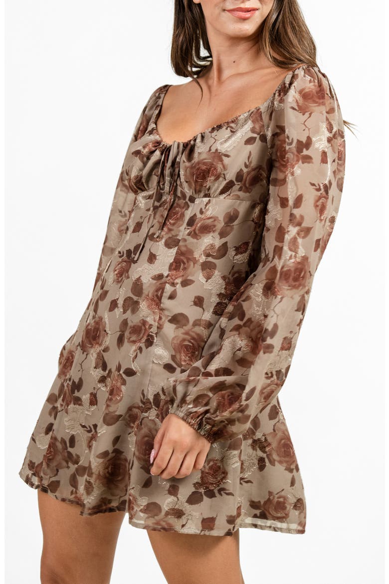 Sweetheart Jacquard Minidress, Alternate, color, MOCHA MOUSSE