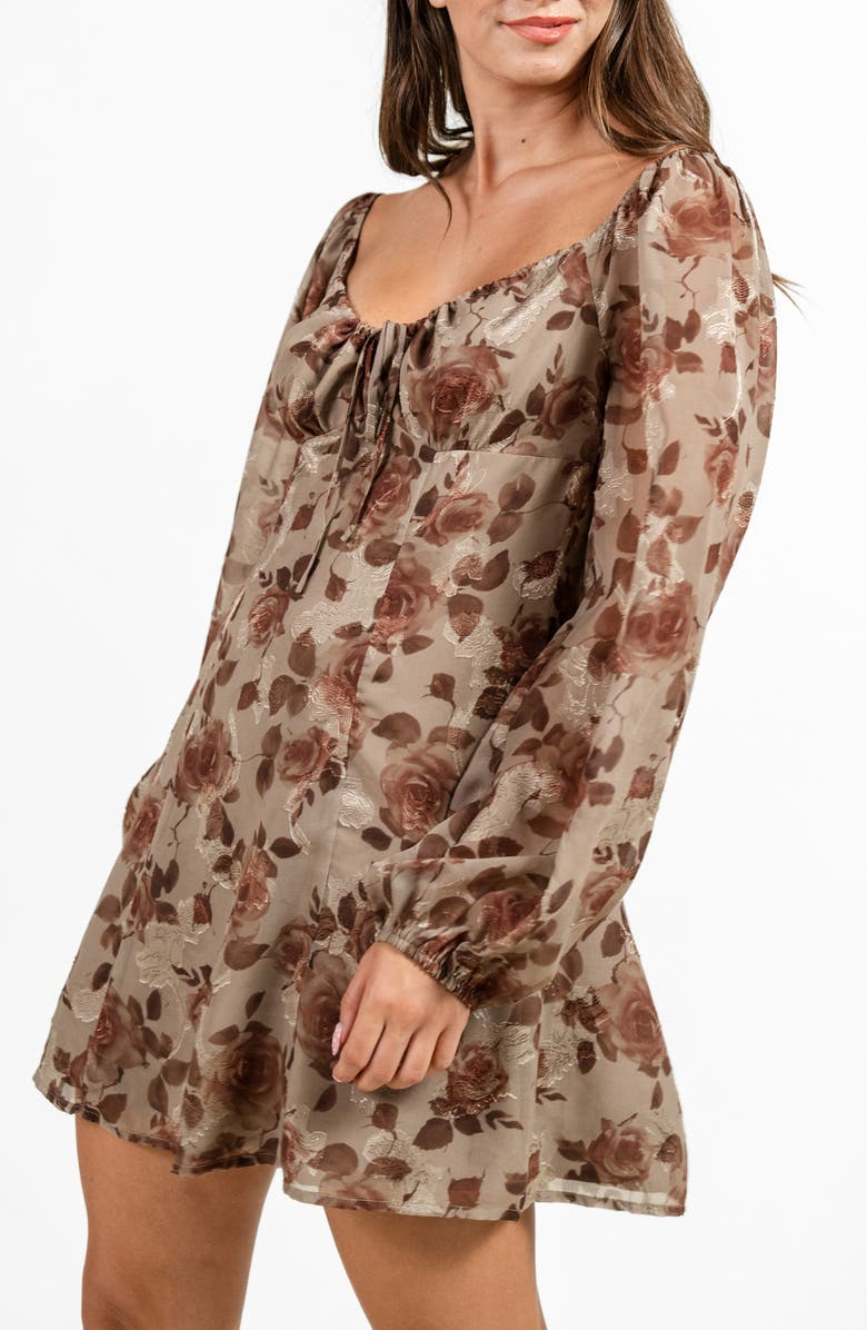Beivy Sweetheart Jacquard Minidress, Alternate, color, Mocha Mousse