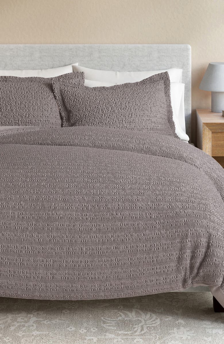 Woven & Weft Reversible Honeycomb Waffle Cotton Duvet & Sham Set, Alternate, color, Grey