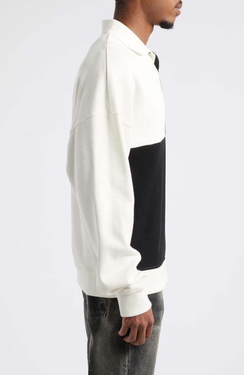Billionaire Boys Club Mustang Colorblock Cotton Polo Sweatshirt In Whisper White