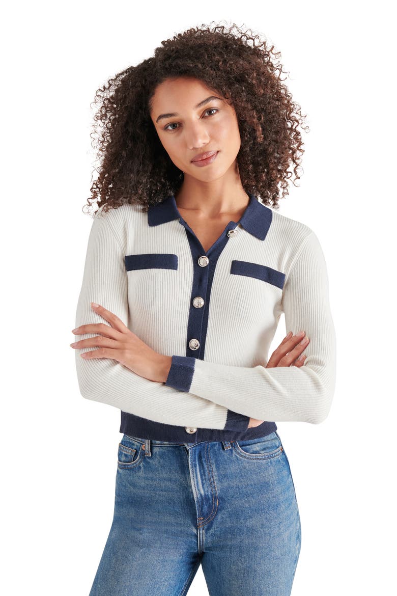 Ayda Collar Rib Cardigan, Alternate, color, WHISPER WHITE