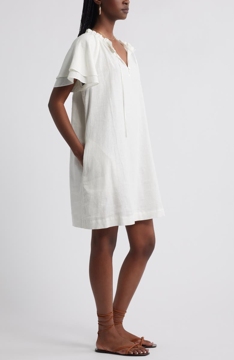 Treasure & Bond Flutter Sleeve Linen Blend Shift Minidress, Alternate, color, Ivory Dove