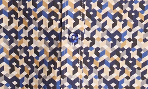 Paisley & Gray Sawyer Trim Fit Geometric Short Sleeve Button-up Shirt