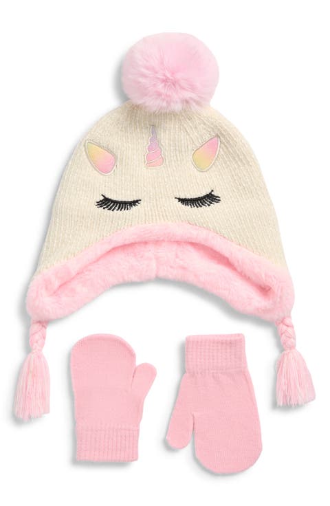 Kids' Unicorn Earflap Beanie & Glove Set (Toddler)