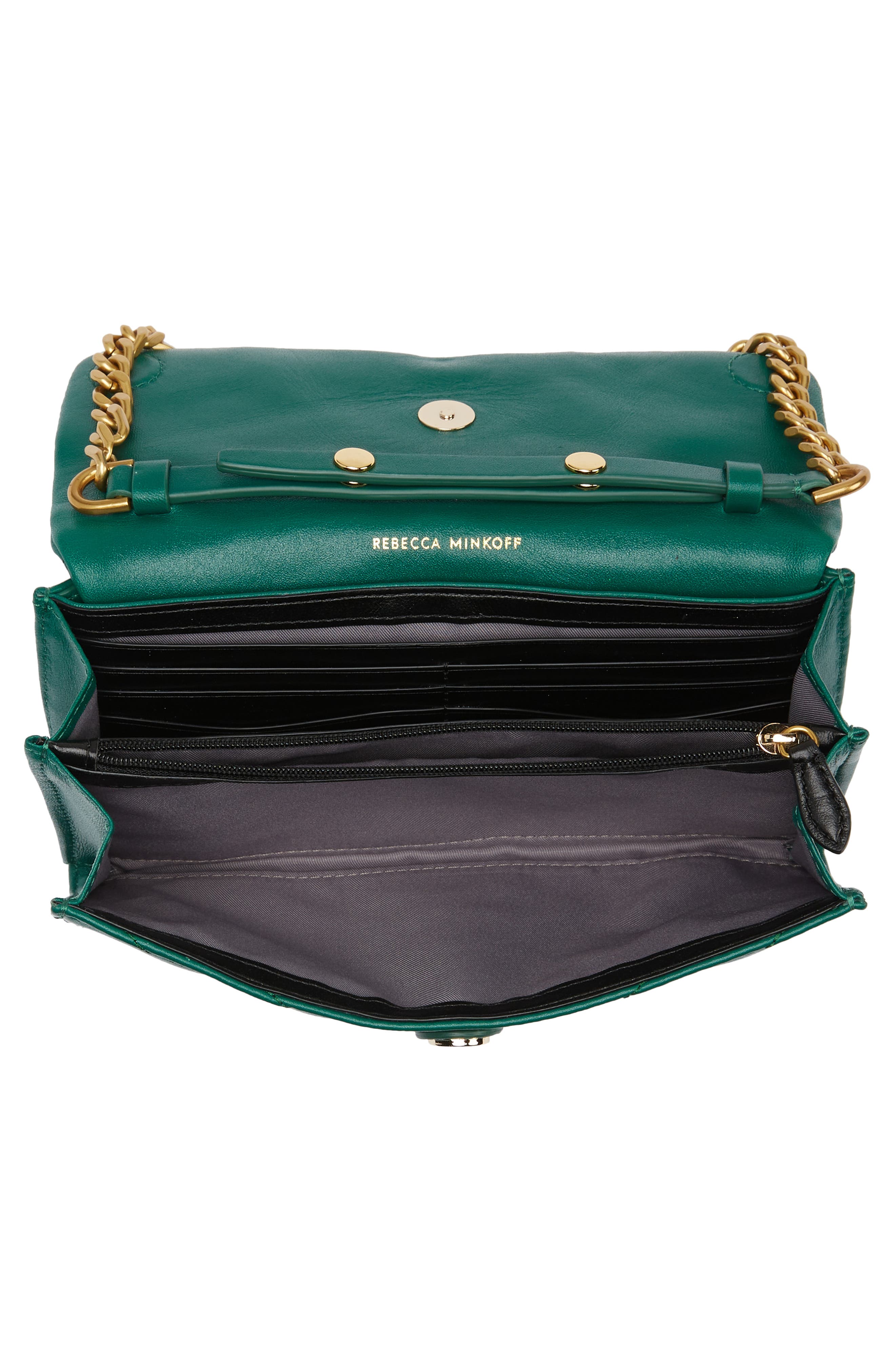 Edie Quilted Leather Wallet on a Chain, Alternate, color, EMERALD