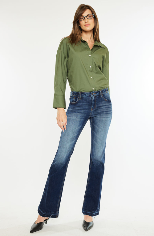 Kancan Michelle High Rise Flare Jeans In Dark Wash