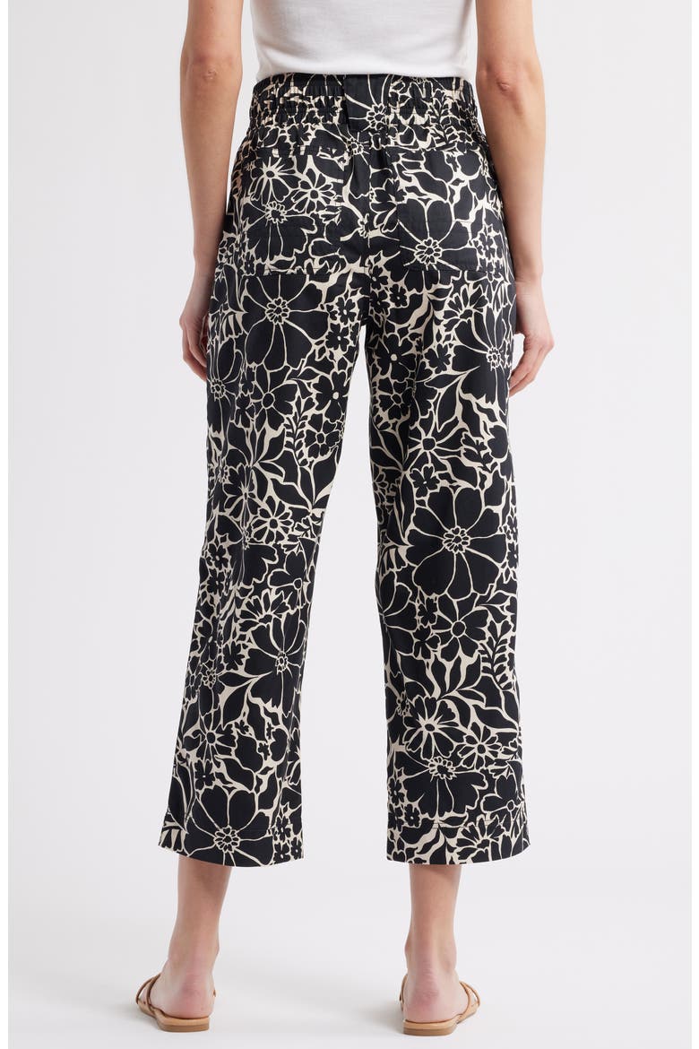 Floral Cotton Blend Crop Pants, Alternate, color, BLACK OFF WHITE