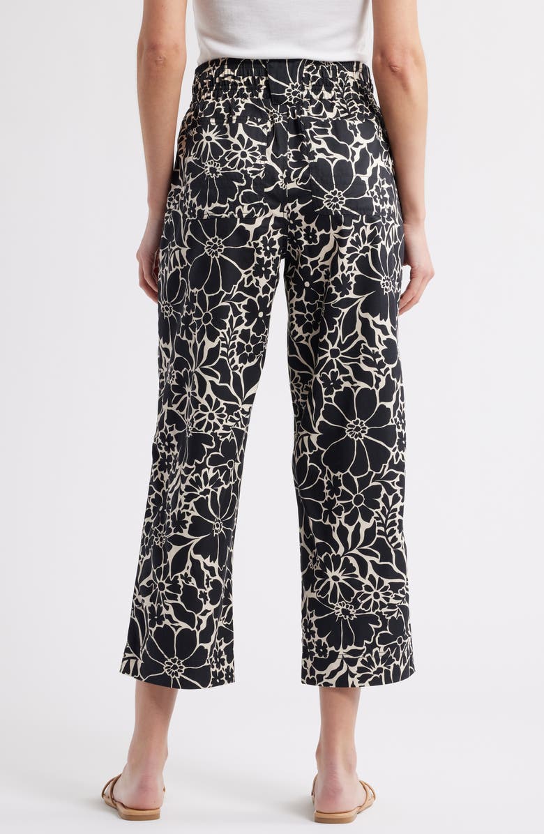 Wit & Wisdom Floral Cotton Blend Crop Pants, Alternate, color, Black Off White