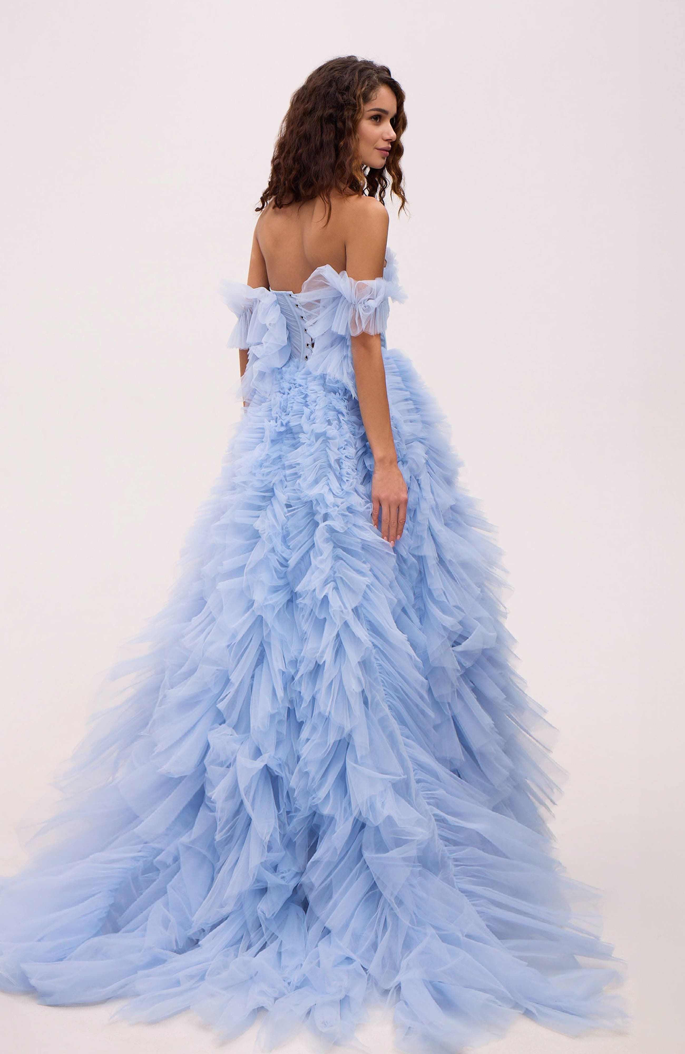 Light Blue All Ruffled Up Evening Fluffy Dress - image 2