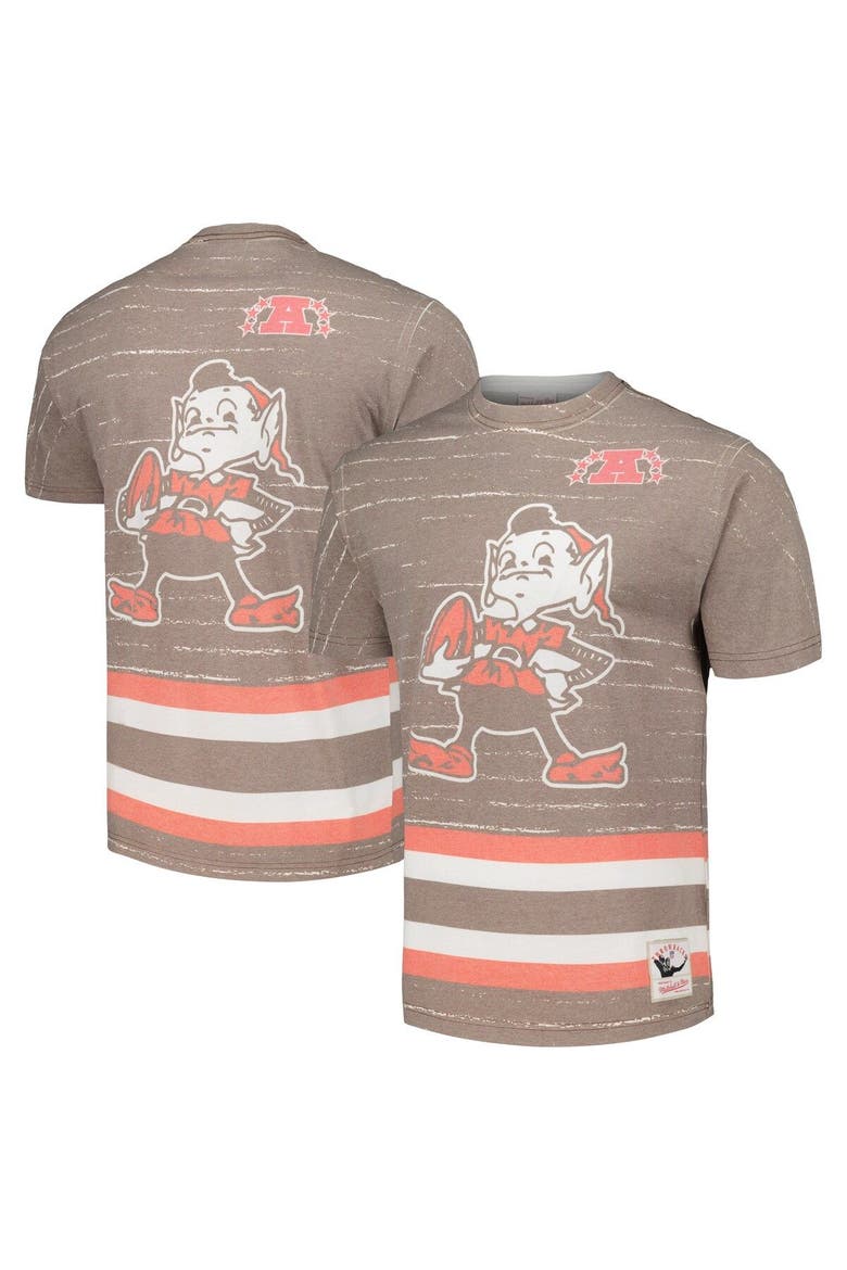 Men's Mitchell & Ness Brown Cleveland Browns Jumbotron 3.0 T-Shirt, Main, color, Brown