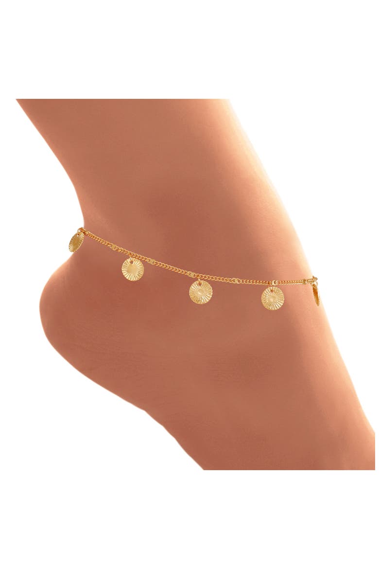 Round Charm Anklet, Alternate, color, GOLD TONE