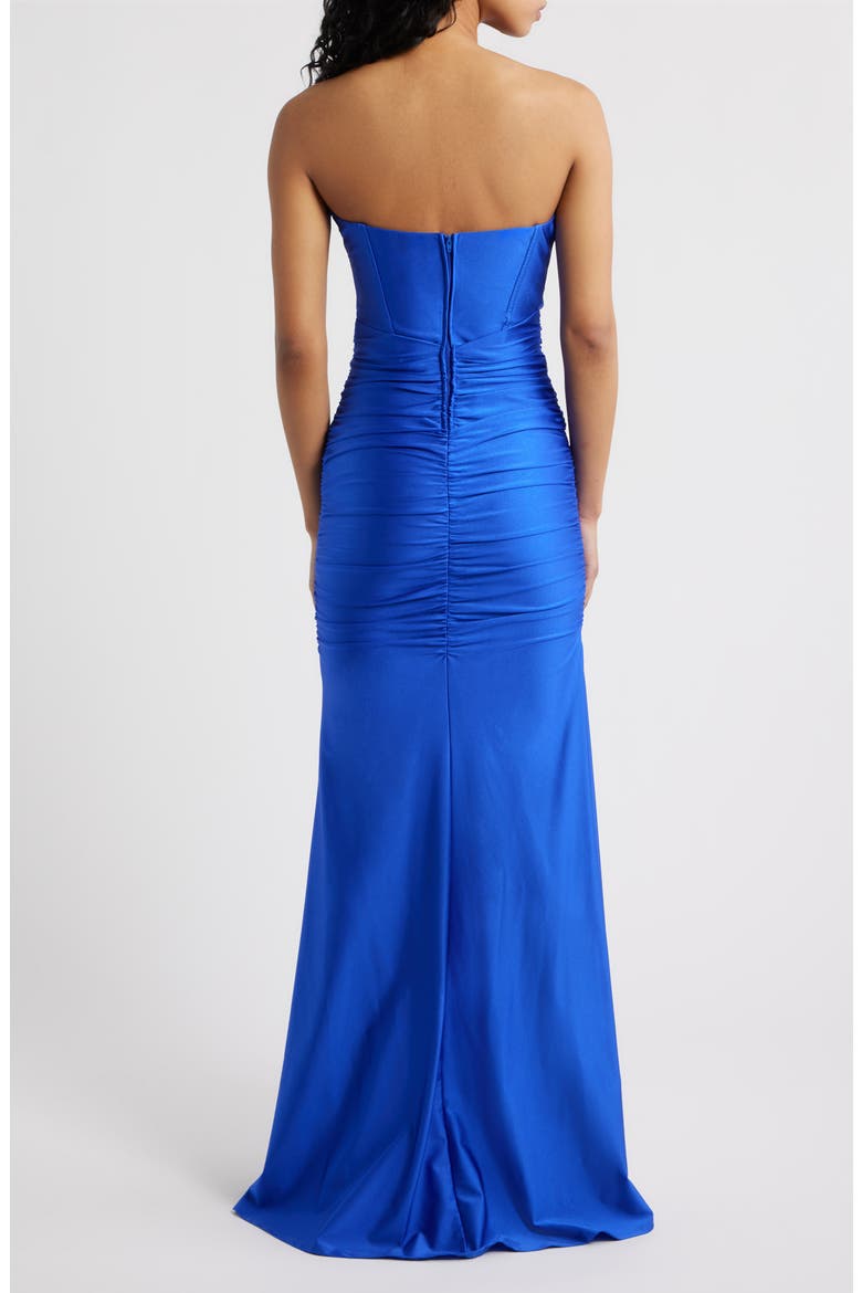 Stretch Satin Corset Gown, Alternate, color, COBALT