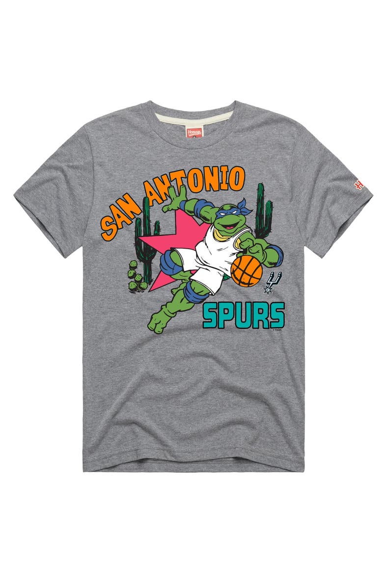 Unisex Homage Gray San Antonio Spurs x Teenage Mutant Ninja Turtles Leonardo Tri-Blend T-Shirt, Main, color, Gray