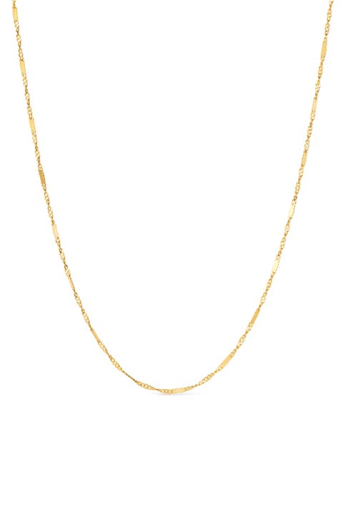Solid Yellow Gold - Singapore Chain Necklace