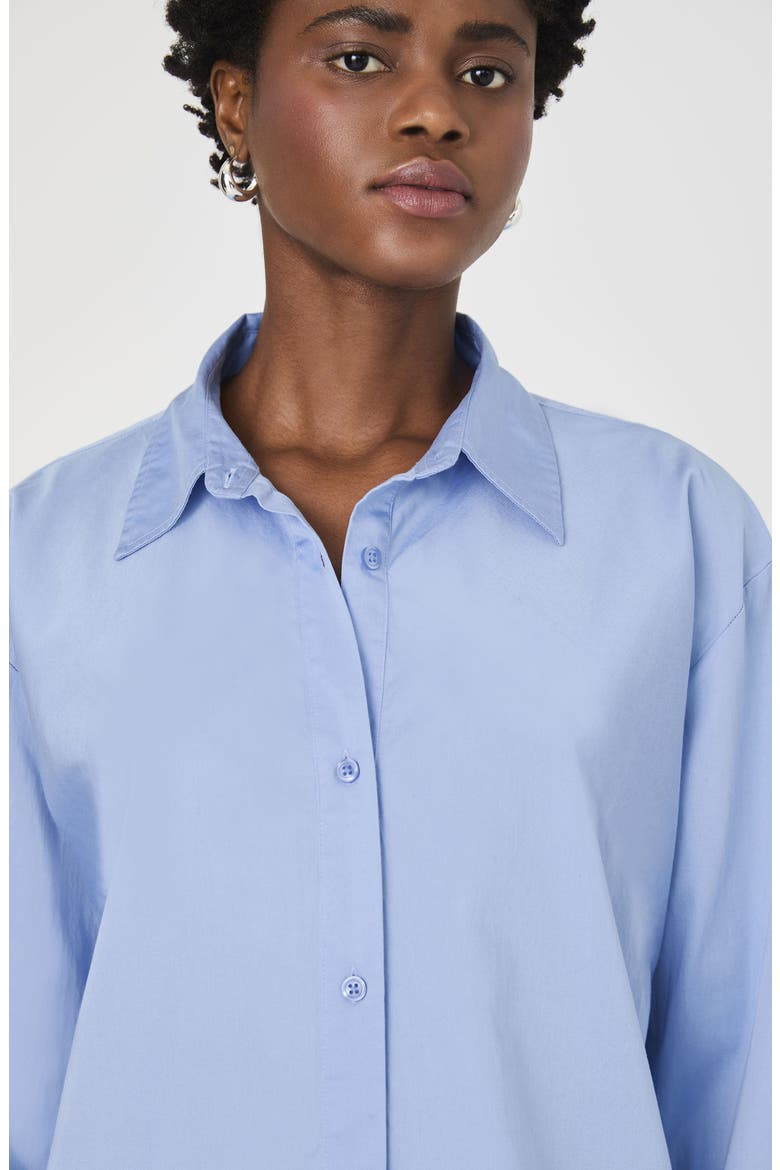 Alexis Oversize Crossover Cotton Button-Up Shirt, Alternate, color, OXFORD BLUE