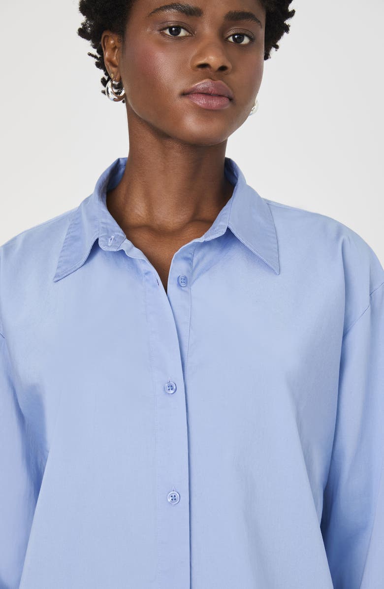 French Connection Alexis Oversize Crossover Cotton Button-Up Shirt, Alternate, color, Oxford Blue
