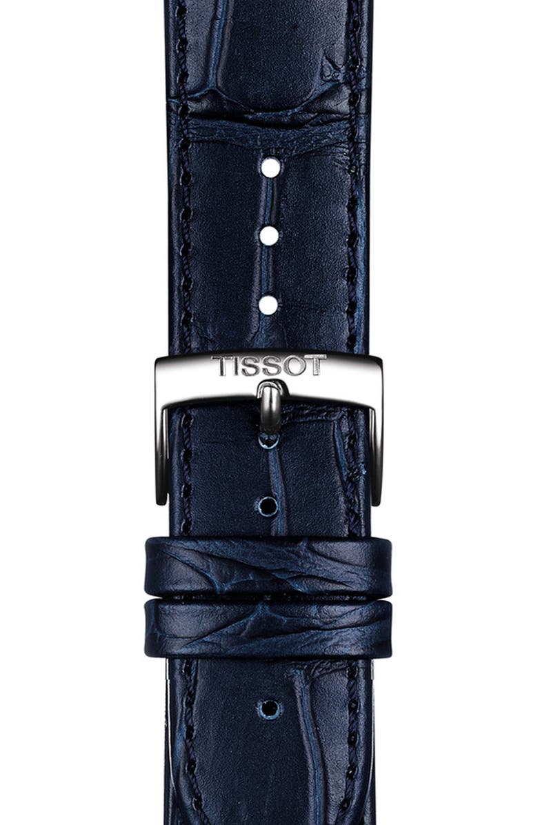 Tissot T-Classic Carson Premium Moonphase Leather Strap Watch, 40mm, Alternate, color, Blue