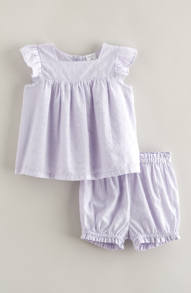 Nordstrom Square Neck Cotton Flutter Top & Shorts Set, Main, color, Purple Calluna