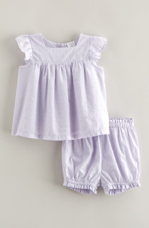 Square Neck Cotton Flutter Top & Shorts Set (Baby)