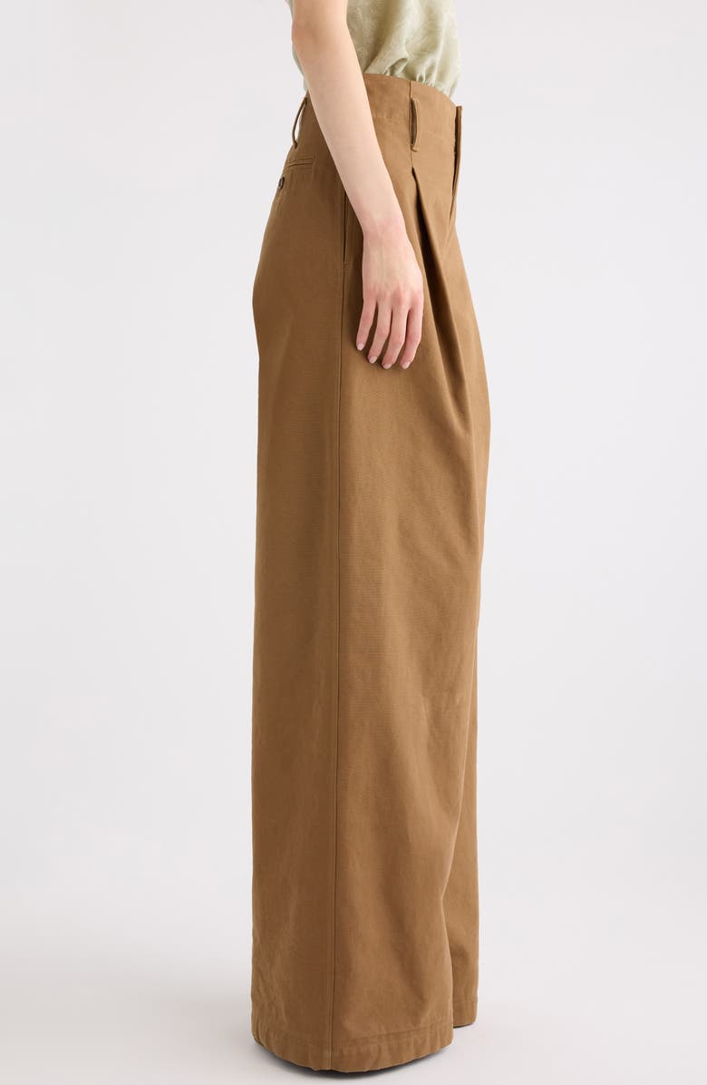 Chloé Garment Dye Organic Cotton Canvas Wide Leg Pants, Alternate, color, Mustard Brown