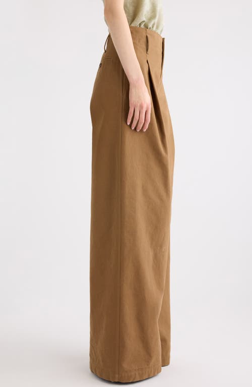 Chloé Garment Dye Organic Cotton Canvas Wide Leg Pants In Brown