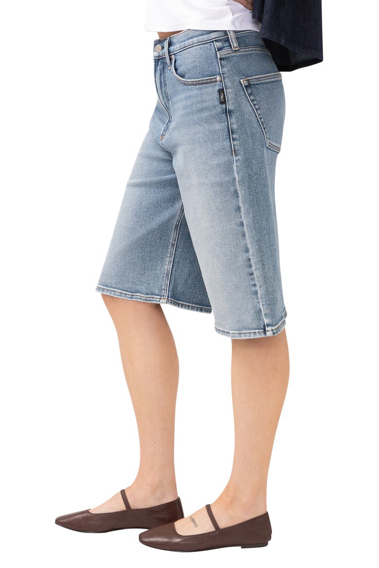 Be Easy High Waist Long Denim Shorts, Alternate, color, VISTA