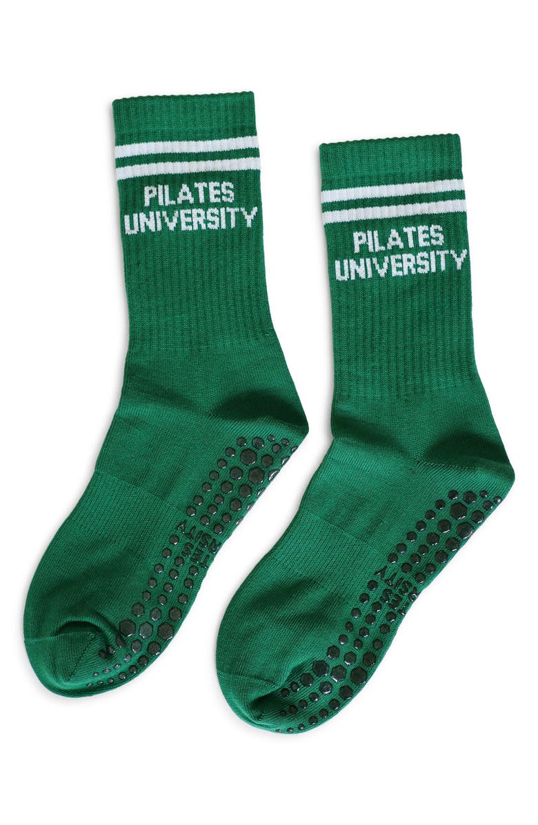 Pilates University 1883 The Pilates University Crew Socks, Main, color, Hunter Green