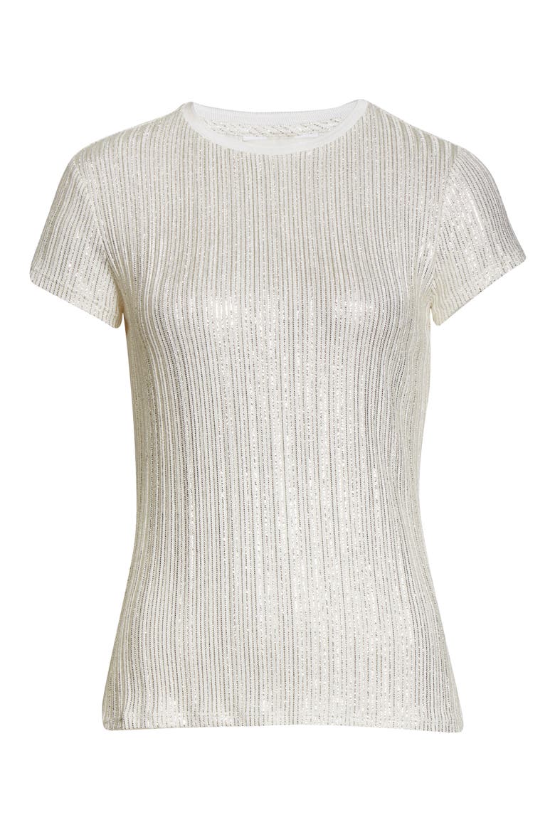 Catrino Metallic Stripe Fitted Tee, Alternate, color, IVORY