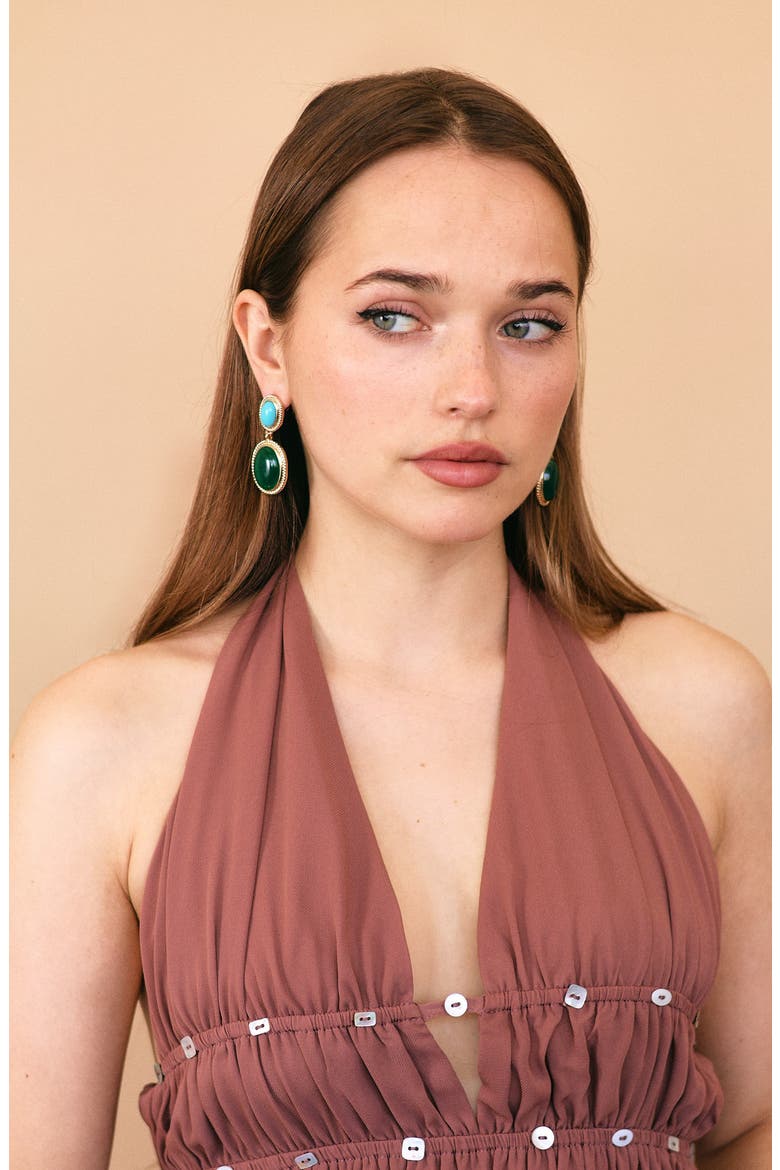 Mia Cabochon Drop Earrings, Alternate, color, GOLD