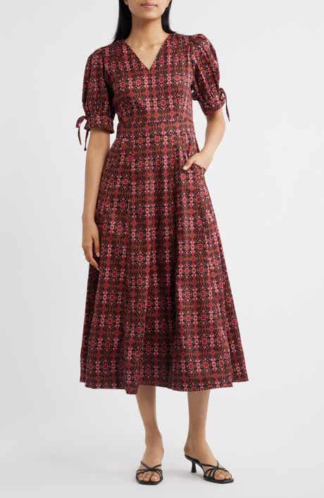 Balloon Sleeve Midi Dress