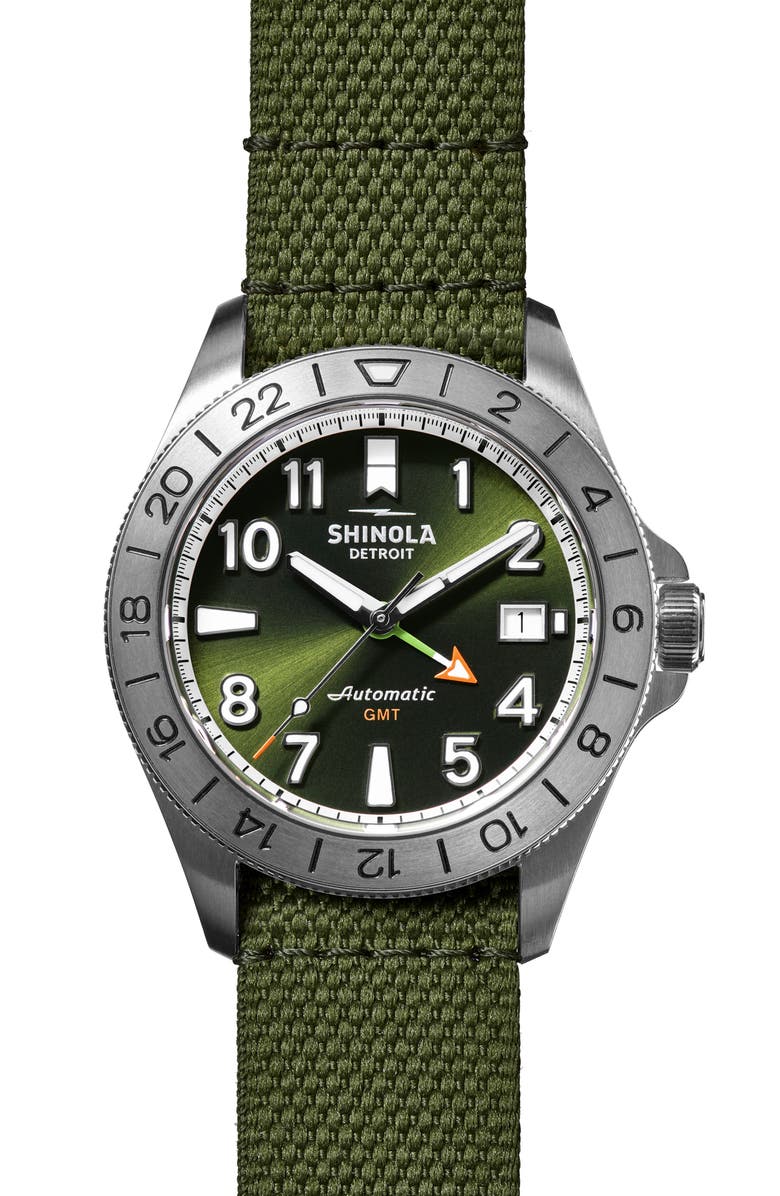 Shinola Monster Automatic Canvas Strap Watch, 40mm, Main, color,