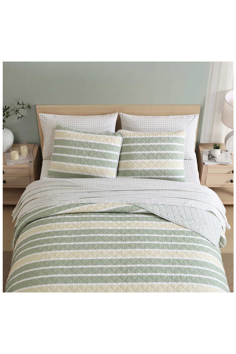Varadero Stripe Reversible Cotton Quilt & Sham Set, Alternate, color, GREEN MULTI
