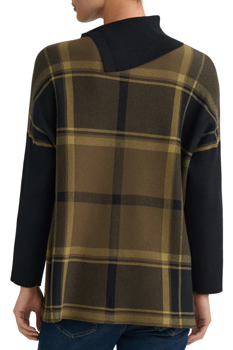 Split-Neck Plaid Poncho Sweater, Alternate, color, JASPER GREEN MULTI