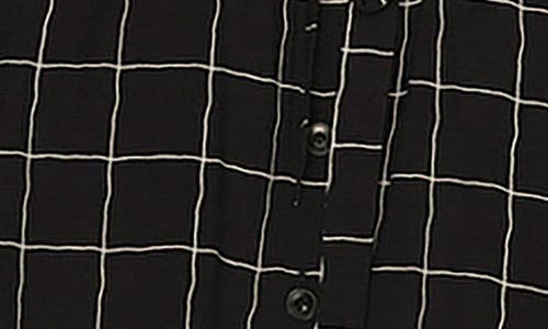 Matty M . Metro Windowpane Long Sleeve Midi Shirtdress In Black