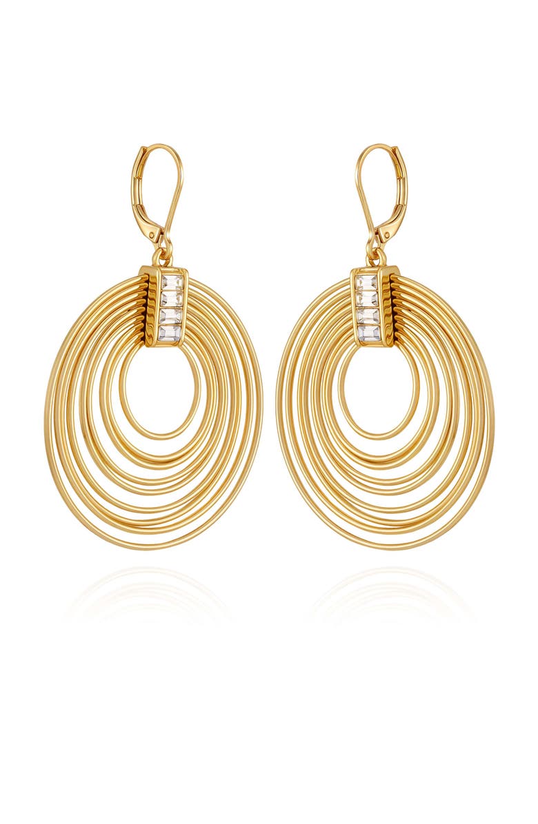 Vince Camuto Tiered Hoop Earrings with Baguette Crystals, Alternate, color, 14K Gold Plated