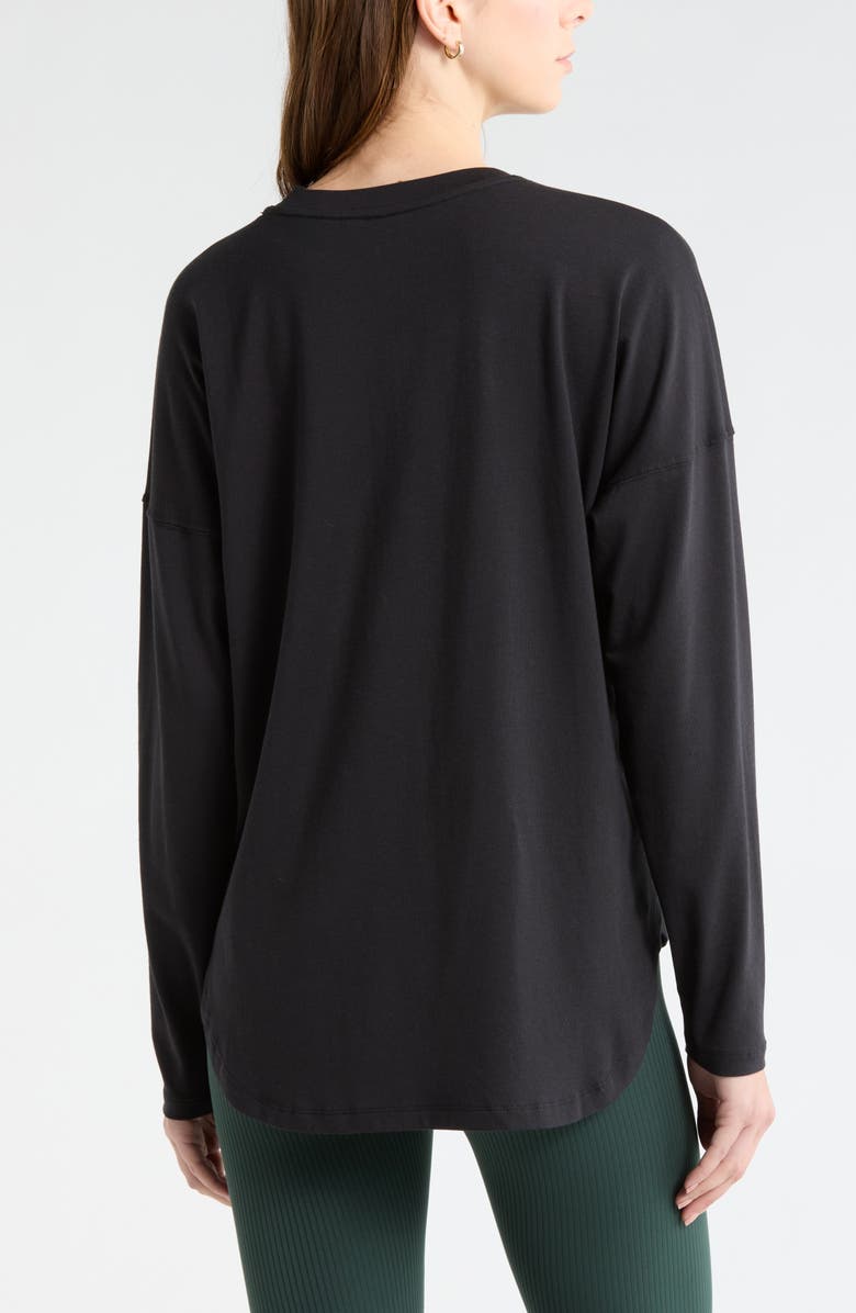 Zella Relaxed Fit Washed Long Sleeve T-Shirt, Alternate, color, Black